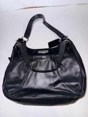 Coach Black Leather Shoulder Hobo Bag